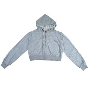Women’s Gray Zip Up Hoodie Size Large Lightweight Casual Drawstring Sweatshirt.
